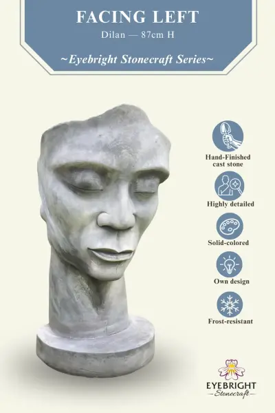 Product image 3 of the product “Dilan - Face looking to the left, 87 cm H | cast stone ”